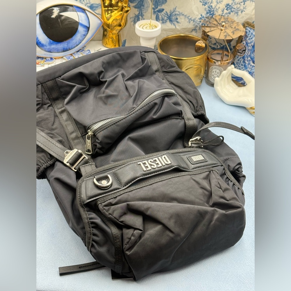 🆕 DIESEL 🧿 NWT Logos L-Large Backpack, Black Recycled Nylon - Picture 7 of 15